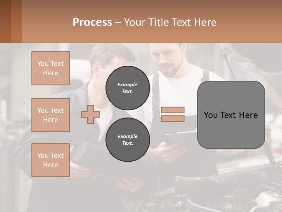 Two Men Looking At A Clipboard In Front Of A Car PowerPoint Template