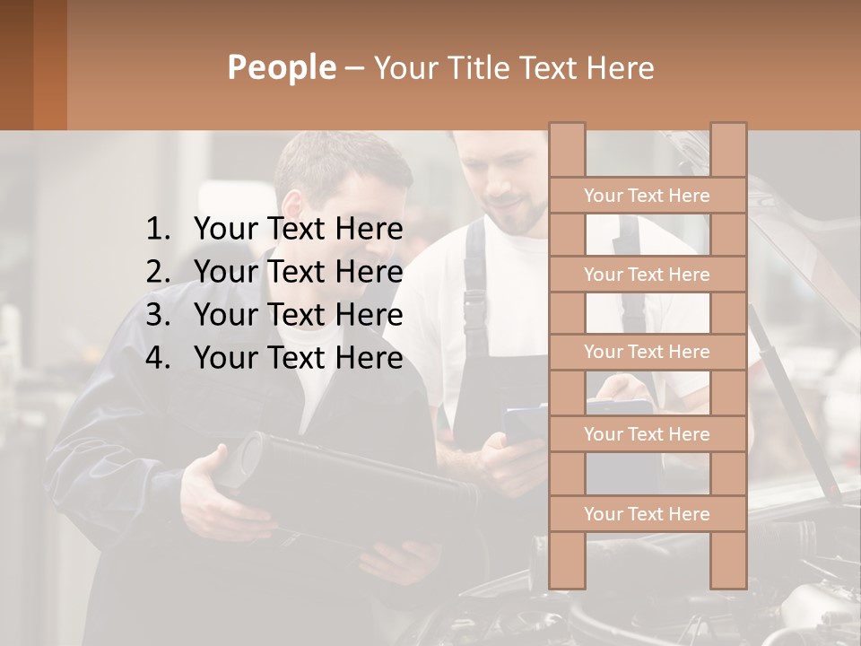 Two Men Looking At A Clipboard In Front Of A Car PowerPoint Template