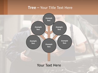 Two Men Looking At A Clipboard In Front Of A Car PowerPoint Template