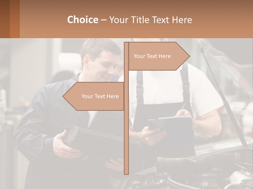 Two Men Looking At A Clipboard In Front Of A Car PowerPoint Template