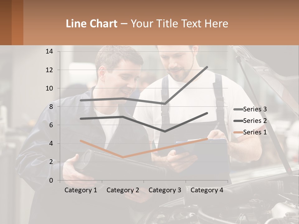 Two Men Looking At A Clipboard In Front Of A Car PowerPoint Template