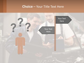 Two Men Looking At A Clipboard In Front Of A Car PowerPoint Template