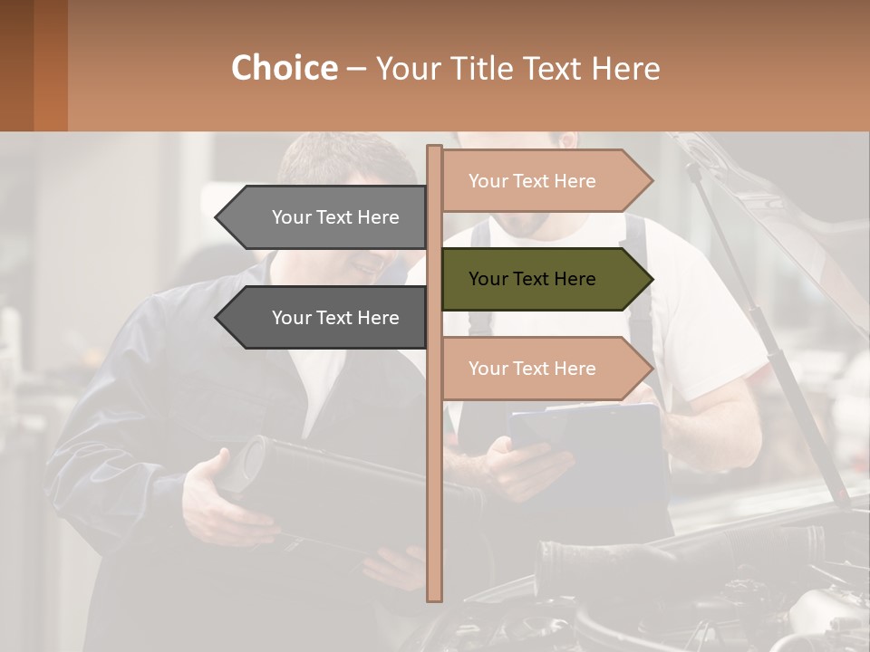Two Men Looking At A Clipboard In Front Of A Car PowerPoint Template