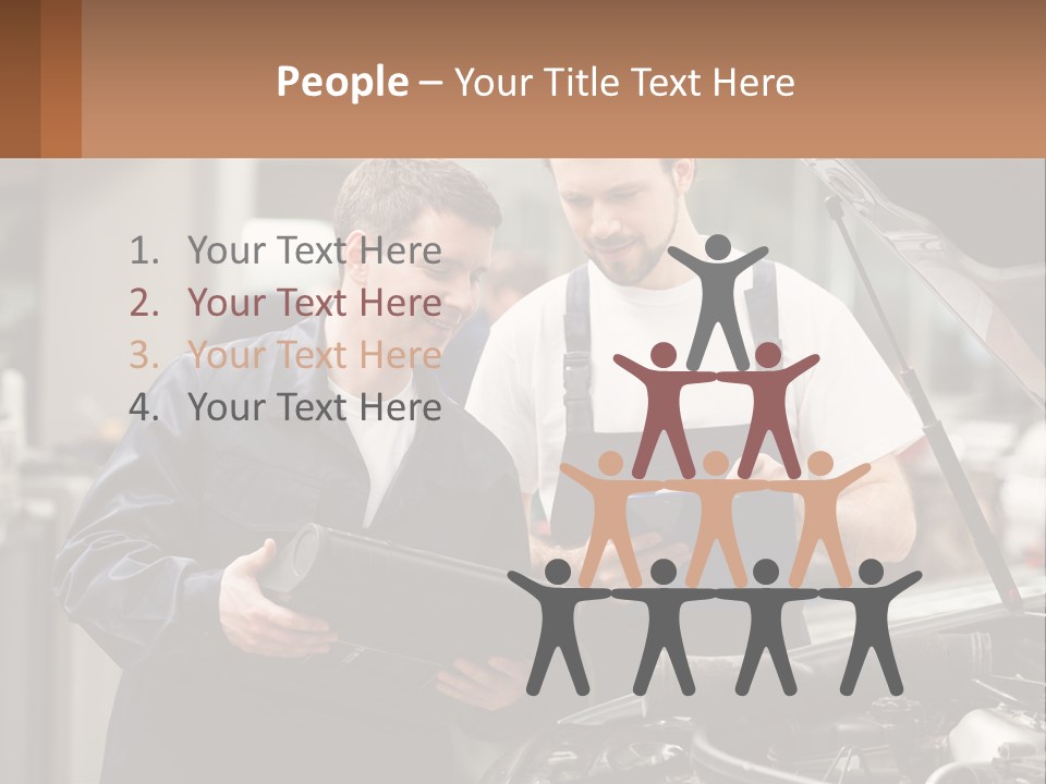 Two Men Looking At A Clipboard In Front Of A Car PowerPoint Template