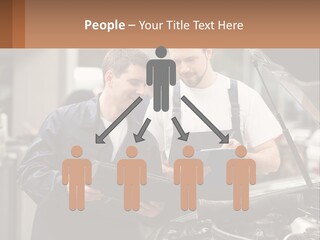 Two Men Looking At A Clipboard In Front Of A Car PowerPoint Template