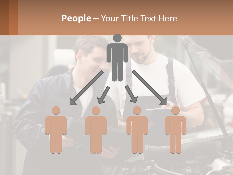 Two Men Looking At A Clipboard In Front Of A Car PowerPoint Template