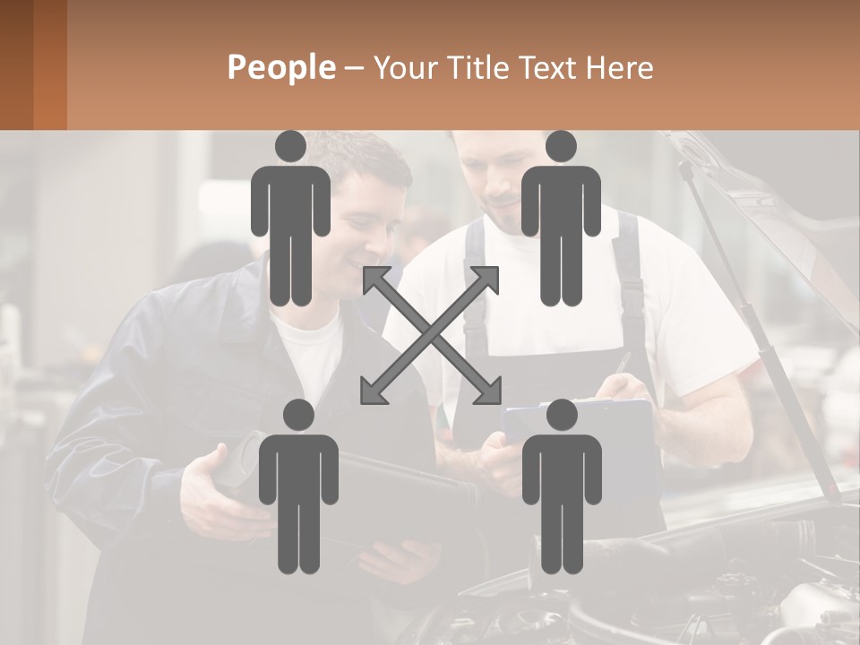 Two Men Looking At A Clipboard In Front Of A Car PowerPoint Template