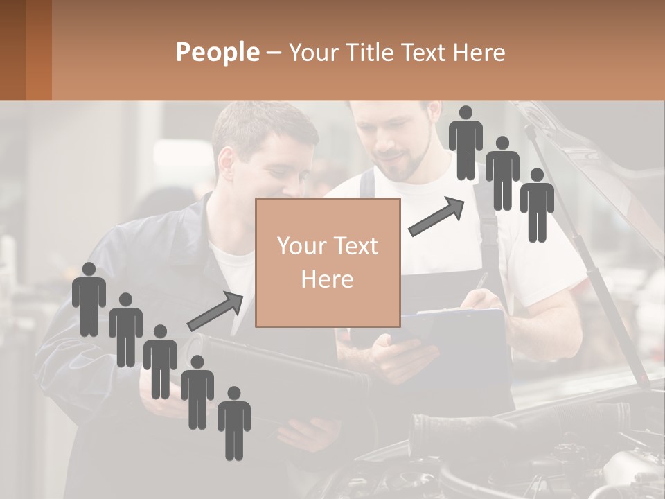 Two Men Looking At A Clipboard In Front Of A Car PowerPoint Template