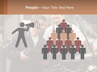 Two Men Looking At A Clipboard In Front Of A Car PowerPoint Template