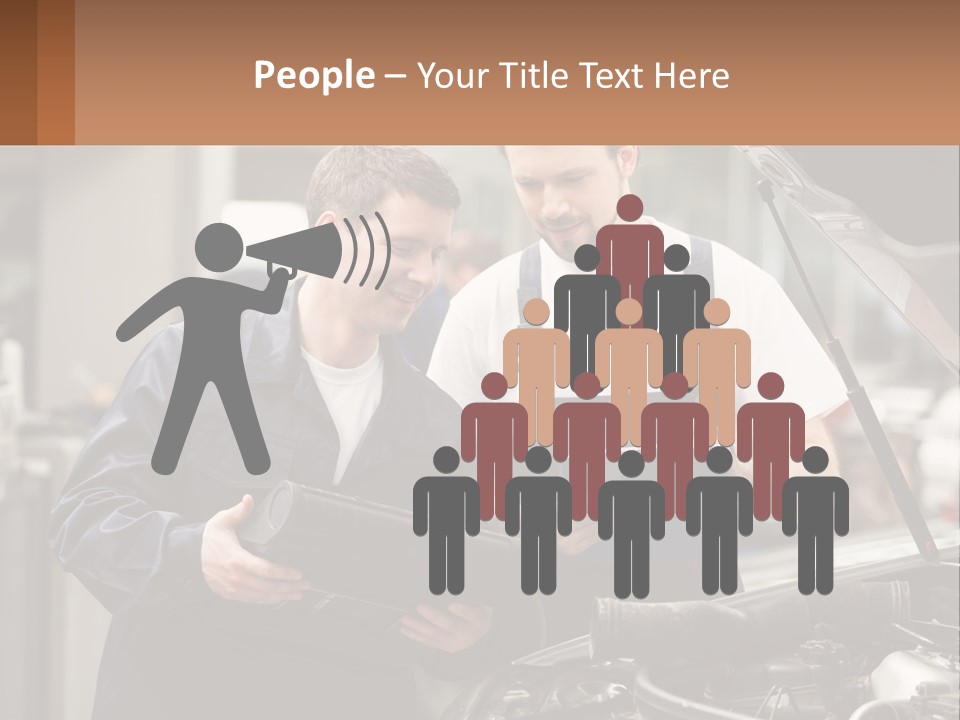 Two Men Looking At A Clipboard In Front Of A Car PowerPoint Template