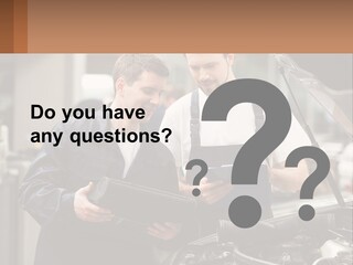 Two Men Looking At A Clipboard In Front Of A Car PowerPoint Template