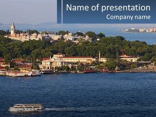 A Large Body Of Water With A Boat In It PowerPoint Template