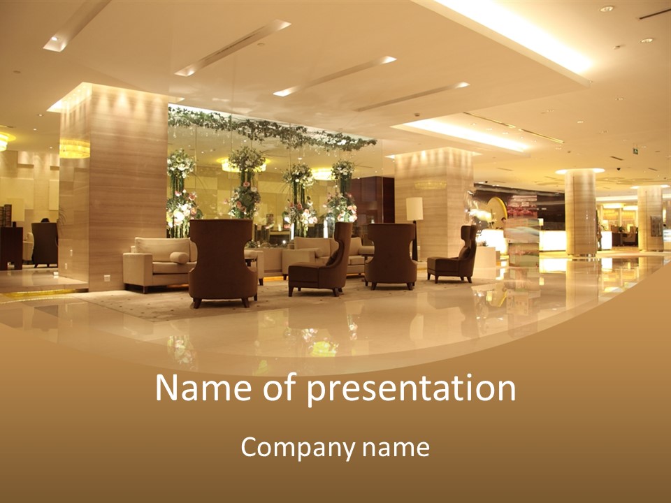 A Large Room With A Lot Of Chairs And Couches PowerPoint Template