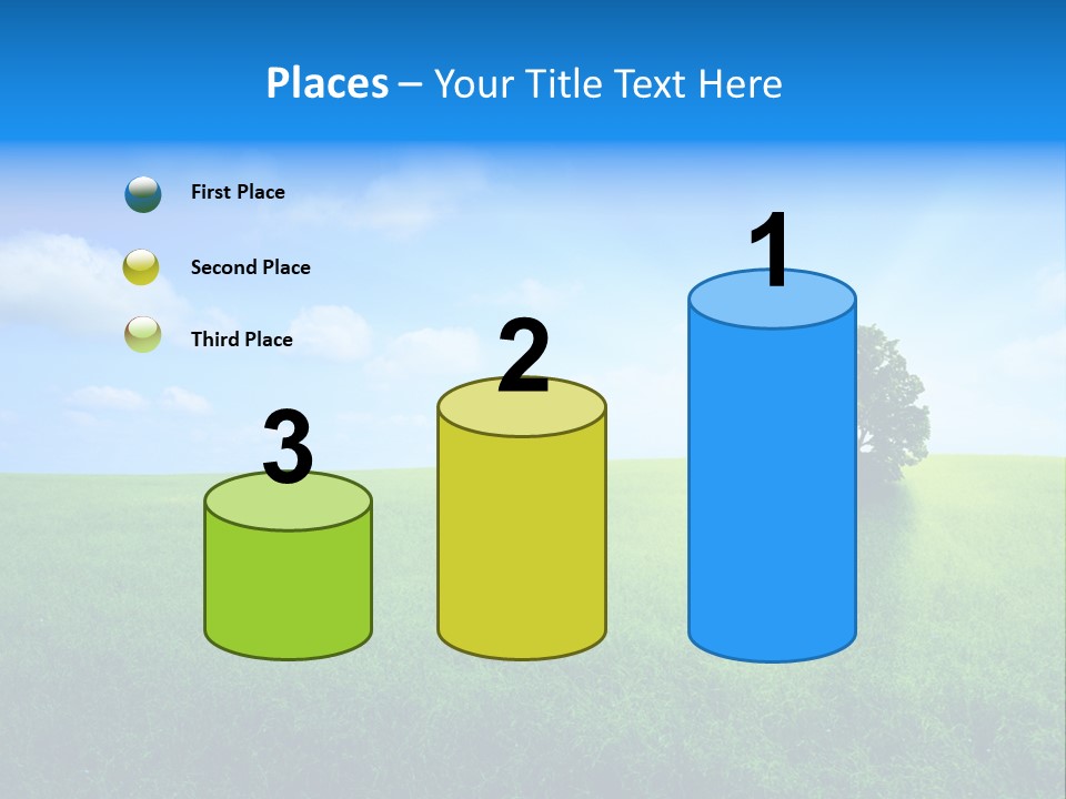 A Green Field With A Tree In The Middle Of It PowerPoint Template