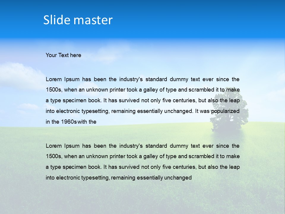 A Green Field With A Tree In The Middle Of It PowerPoint Template