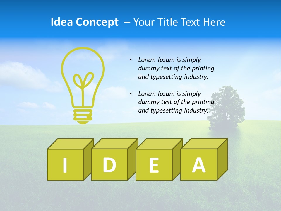 A Green Field With A Tree In The Middle Of It PowerPoint Template