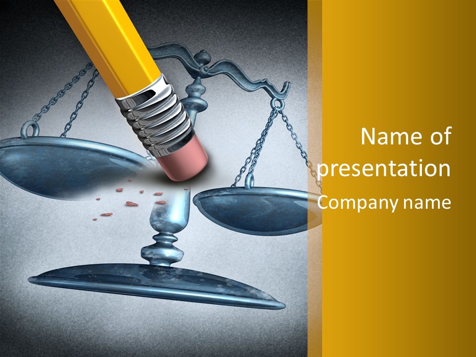 A Pencil And A Pencil On Top Of A Scale PowerPoint Template