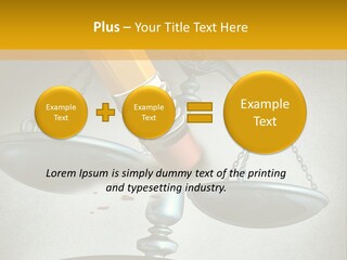 A Pencil And A Pencil On Top Of A Scale PowerPoint Template