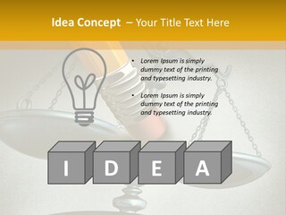 A Pencil And A Pencil On Top Of A Scale PowerPoint Template