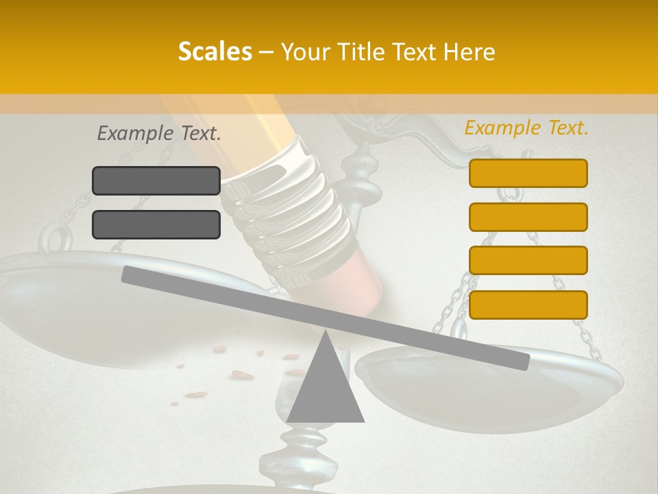 A Pencil And A Pencil On Top Of A Scale PowerPoint Template