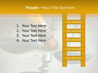 A Pencil And A Pencil On Top Of A Scale PowerPoint Template