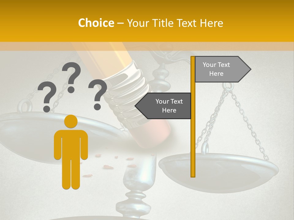 A Pencil And A Pencil On Top Of A Scale PowerPoint Template