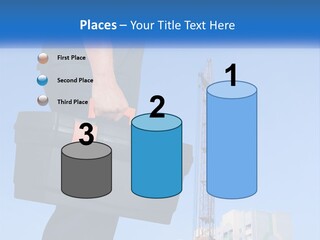 A Construction Worker Holding A Tool Box In Front Of A Crane PowerPoint Template