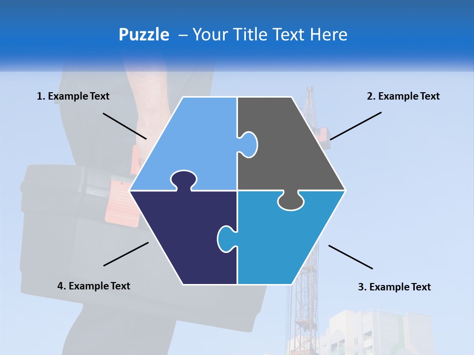 A Construction Worker Holding A Tool Box In Front Of A Crane PowerPoint Template