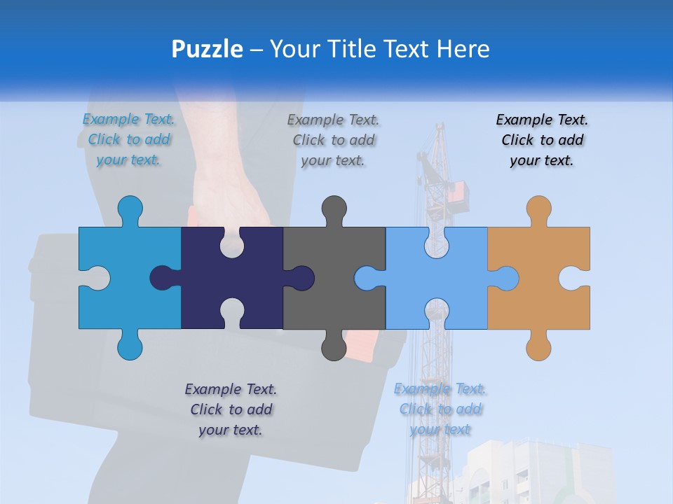 A Construction Worker Holding A Tool Box In Front Of A Crane PowerPoint Template