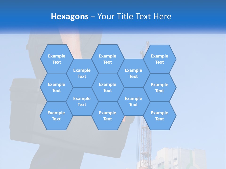 A Construction Worker Holding A Tool Box In Front Of A Crane PowerPoint Template