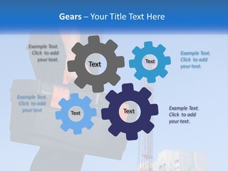A Construction Worker Holding A Tool Box In Front Of A Crane PowerPoint Template
