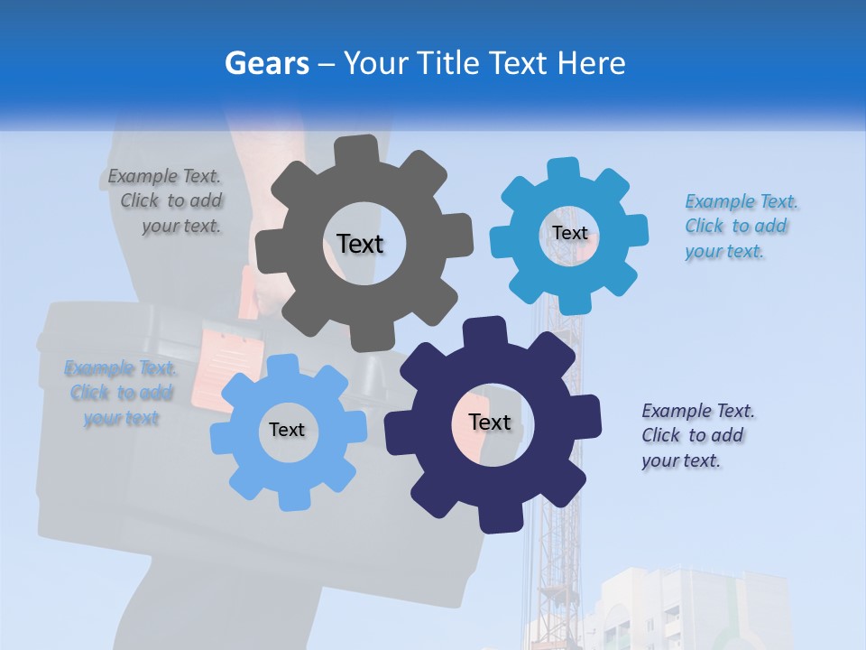 A Construction Worker Holding A Tool Box In Front Of A Crane PowerPoint Template