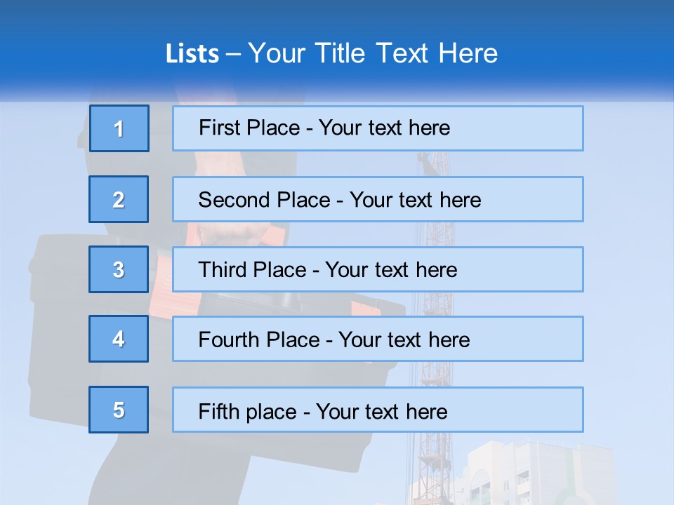 A Construction Worker Holding A Tool Box In Front Of A Crane PowerPoint Template