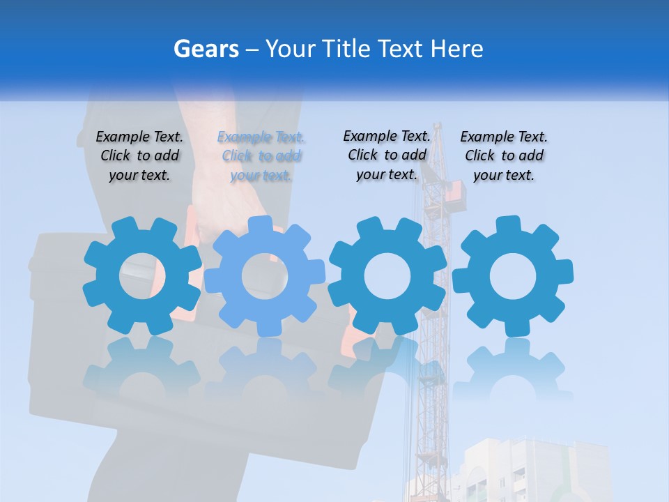 A Construction Worker Holding A Tool Box In Front Of A Crane PowerPoint Template