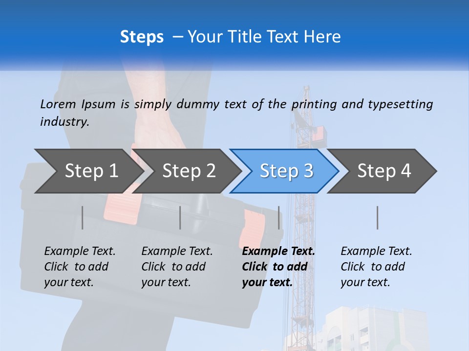 A Construction Worker Holding A Tool Box In Front Of A Crane PowerPoint Template