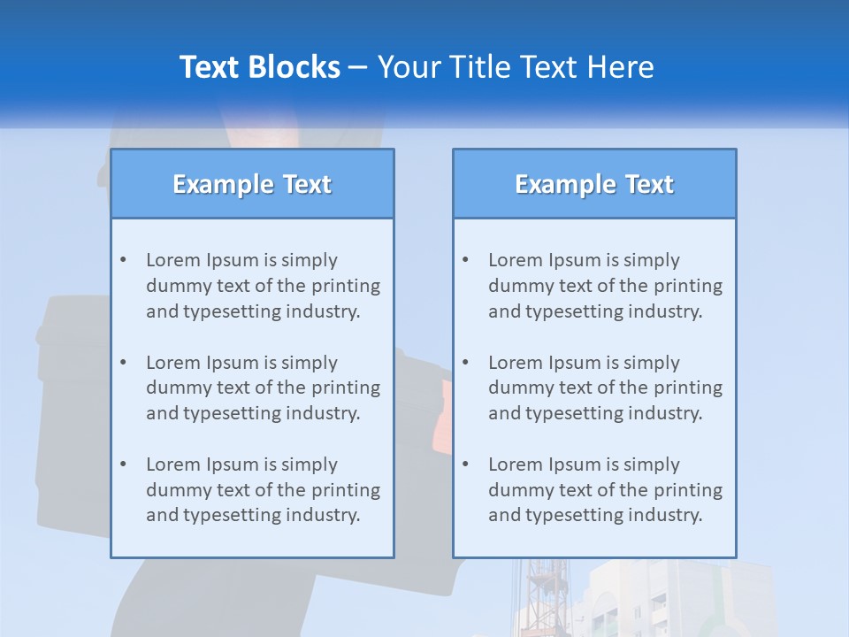 A Construction Worker Holding A Tool Box In Front Of A Crane PowerPoint Template