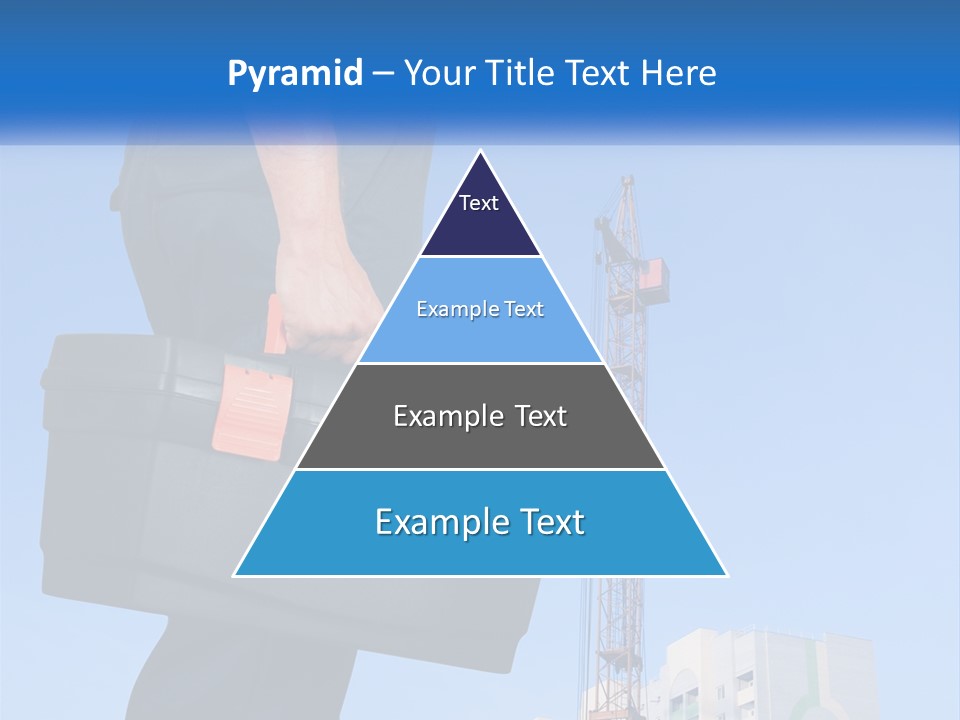 A Construction Worker Holding A Tool Box In Front Of A Crane PowerPoint Template