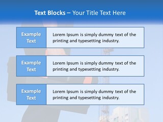 A Construction Worker Holding A Tool Box In Front Of A Crane PowerPoint Template