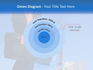 A Construction Worker Holding A Tool Box In Front Of A Crane PowerPoint Template