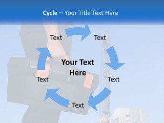 A Construction Worker Holding A Tool Box In Front Of A Crane PowerPoint Template