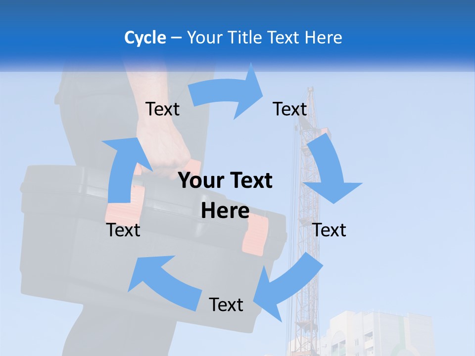 A Construction Worker Holding A Tool Box In Front Of A Crane PowerPoint Template