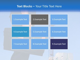 A Construction Worker Holding A Tool Box In Front Of A Crane PowerPoint Template