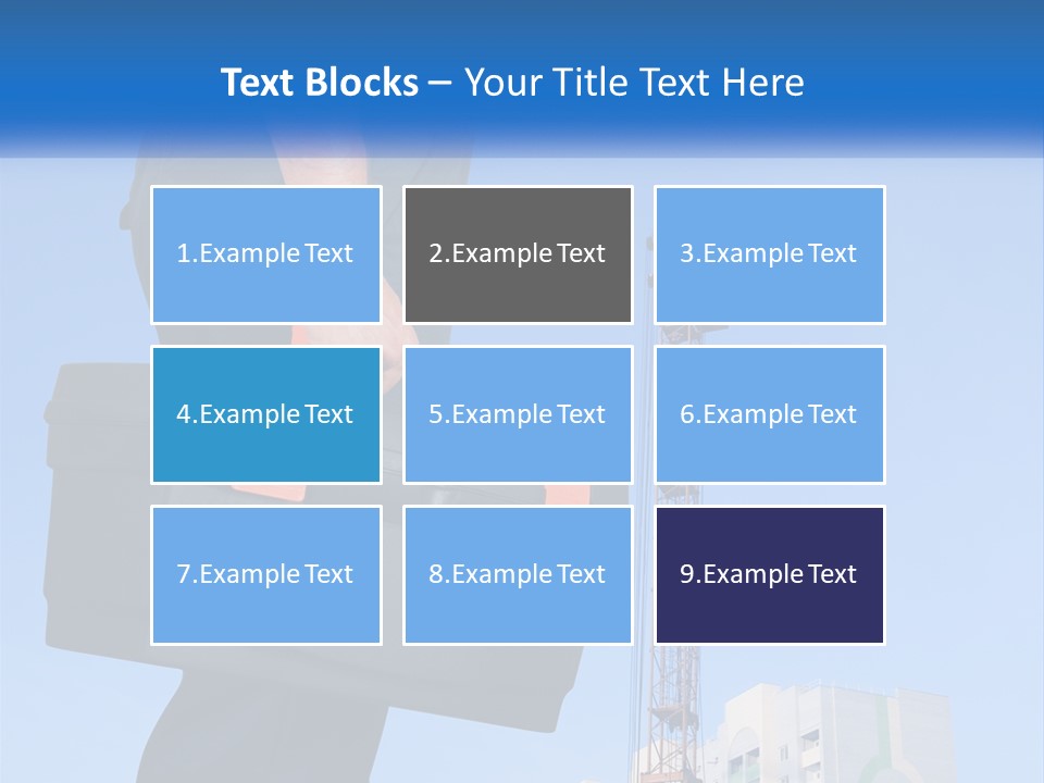 A Construction Worker Holding A Tool Box In Front Of A Crane PowerPoint Template