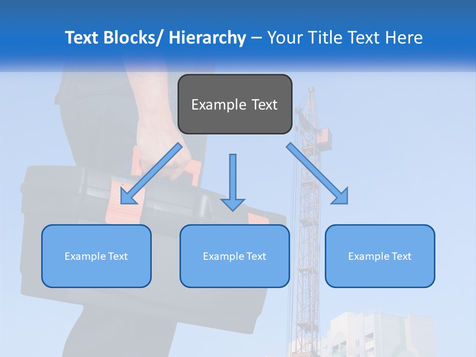 A Construction Worker Holding A Tool Box In Front Of A Crane PowerPoint Template