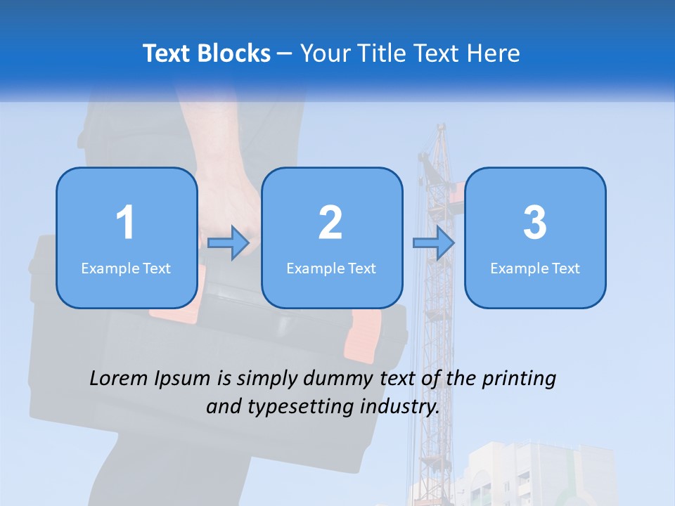 A Construction Worker Holding A Tool Box In Front Of A Crane PowerPoint Template