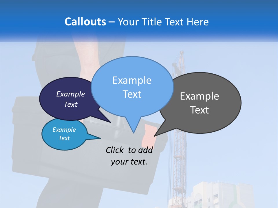 A Construction Worker Holding A Tool Box In Front Of A Crane PowerPoint Template