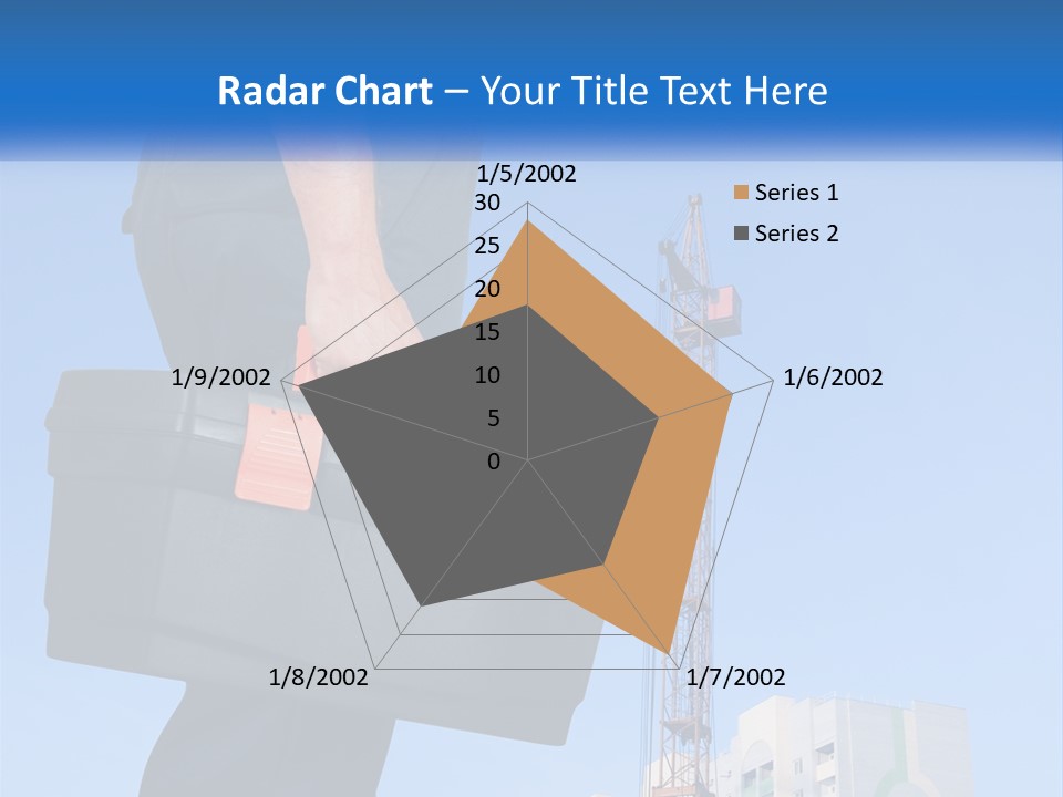 A Construction Worker Holding A Tool Box In Front Of A Crane PowerPoint Template