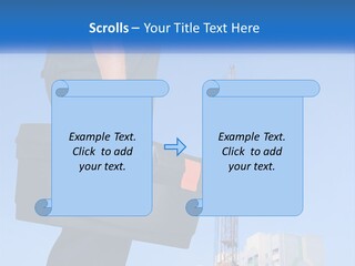 A Construction Worker Holding A Tool Box In Front Of A Crane PowerPoint Template