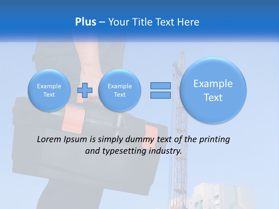 A Construction Worker Holding A Tool Box In Front Of A Crane PowerPoint Template