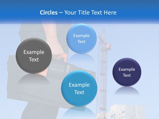 A Construction Worker Holding A Tool Box In Front Of A Crane PowerPoint Template